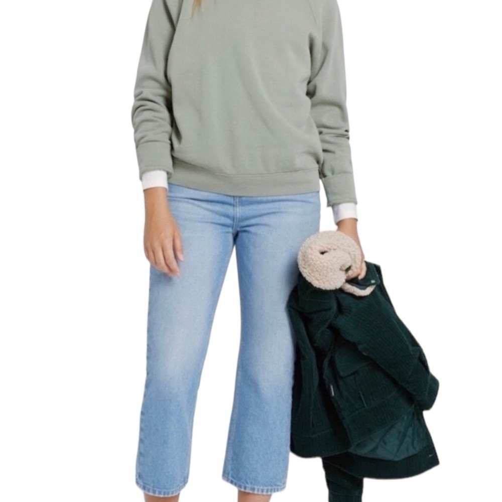 Frank and Oak Light Wash Karen Kick Flare Cropped High Waisted Jeans 26
